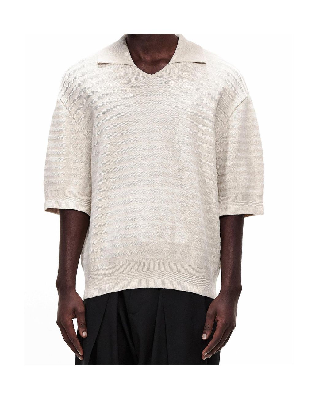 Jacquemus White Short-Sleeved Knit Polo Shirt for men