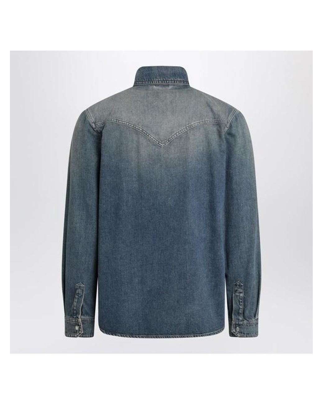 Versace Blue Button-Up Denim Shirt for men