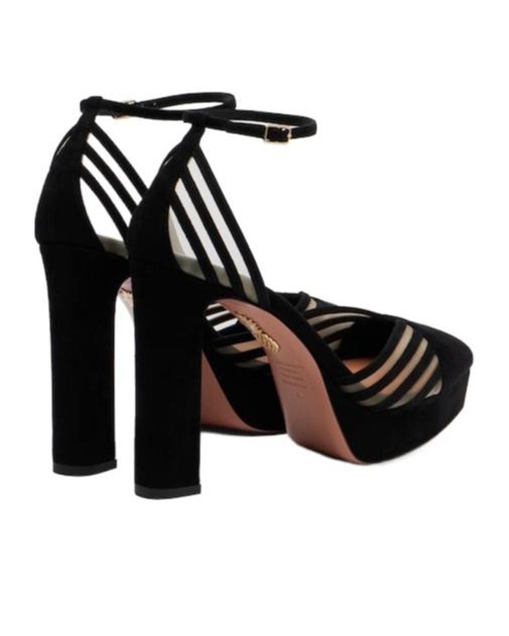 Aquazzura Black Alana Suede And Mesh Platform Pumps