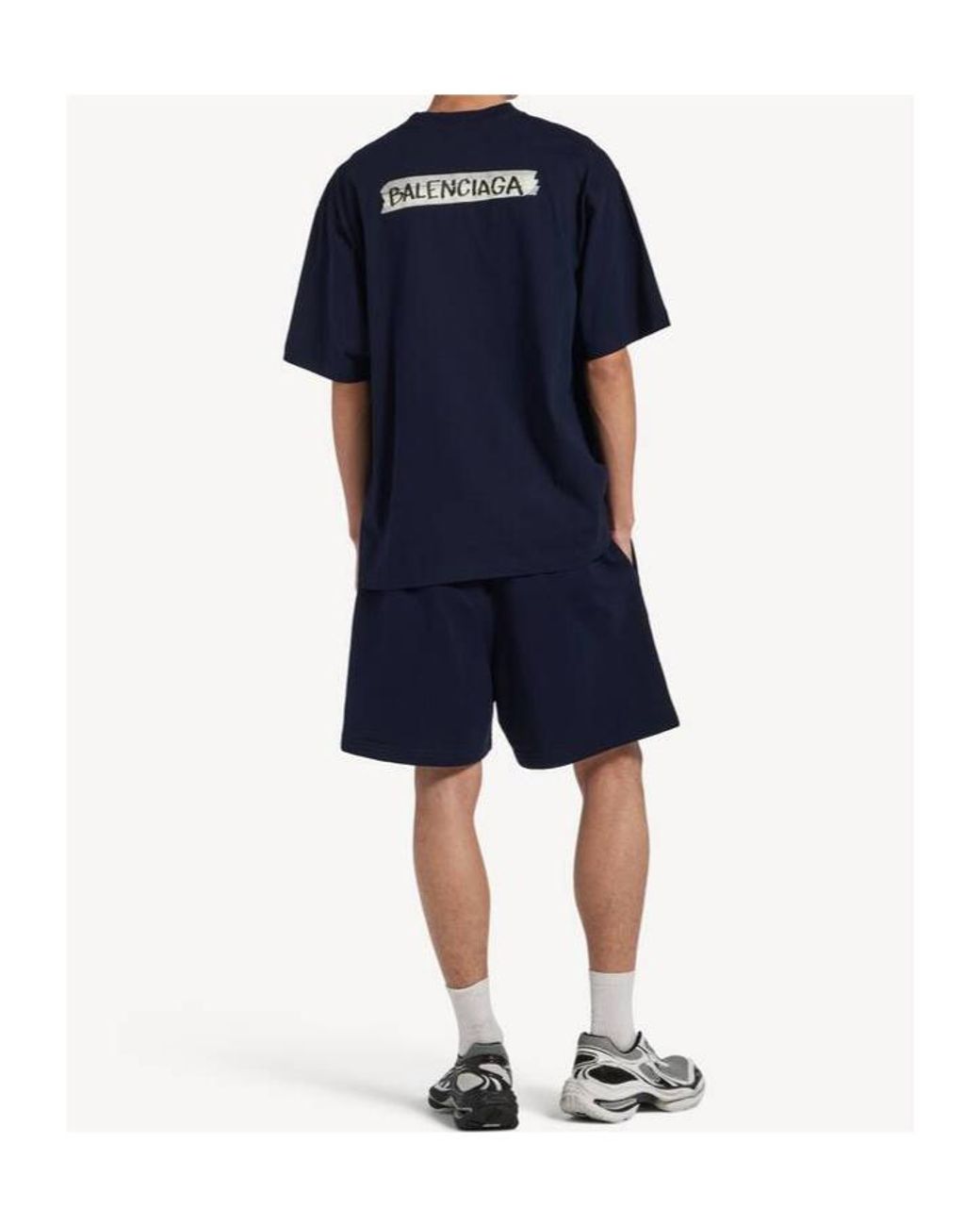 Balenciaga Blue Masking Tape Regular Fit Shorts for men