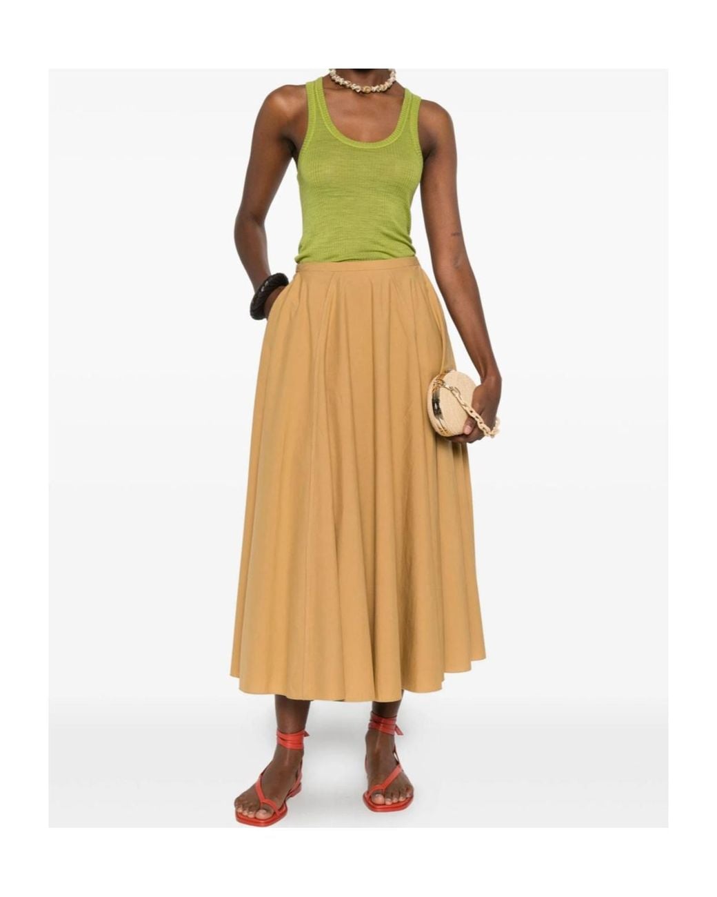Forte_forte Natural Patchwork Midi Skirt