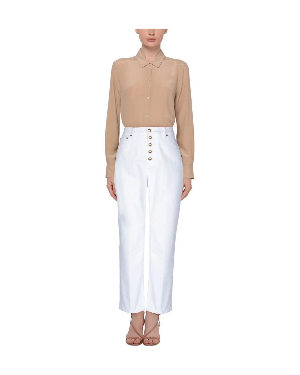Tory Burch White High-Waisted Straight-Leg Jeans