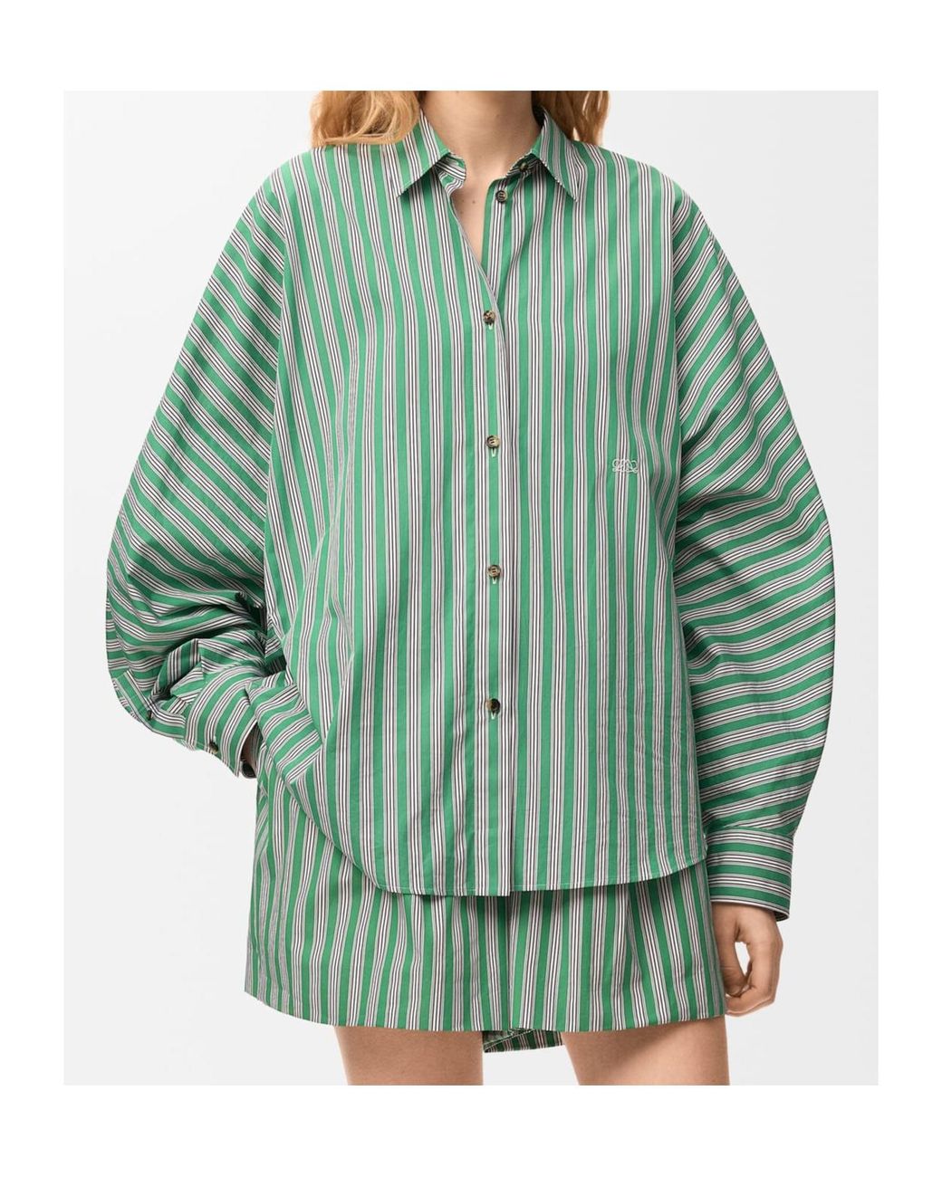 Loewe Green Striped Cotton Shirt