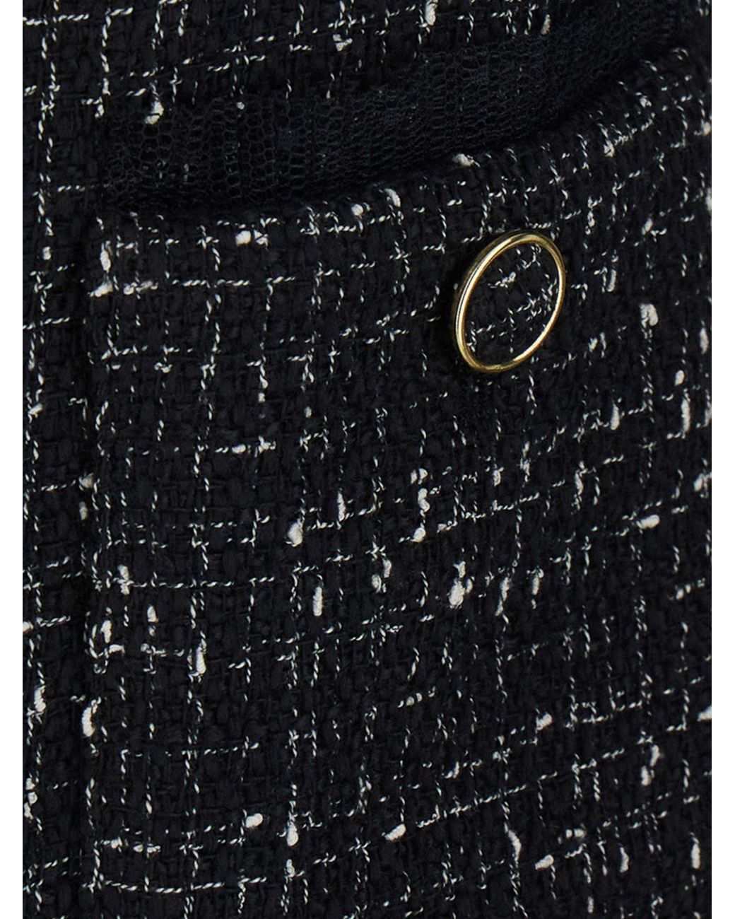 Twinset Black Fringe Detailed Tweed Jacket