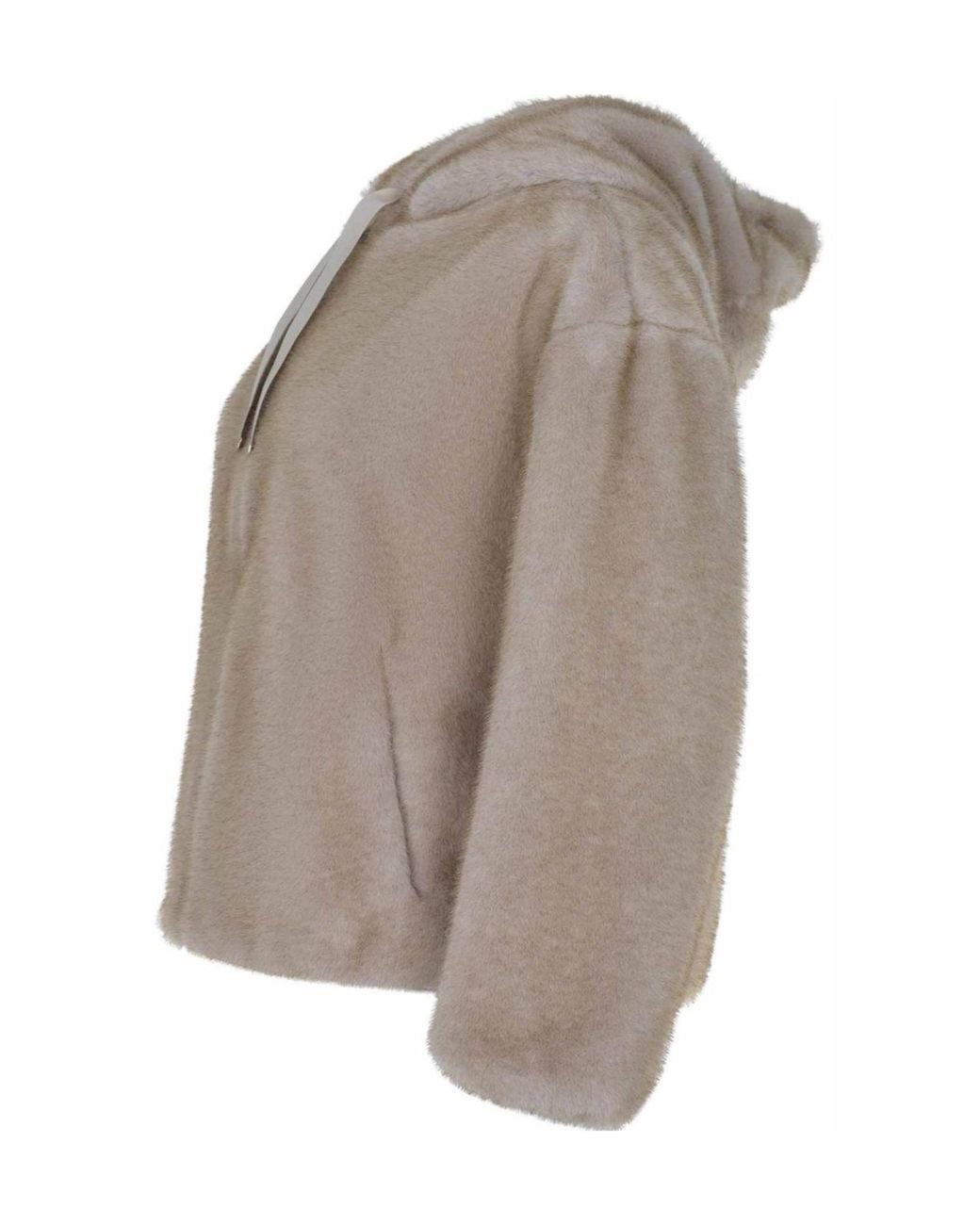 Herno Brown Faux Fur Zip Hooded Jacket