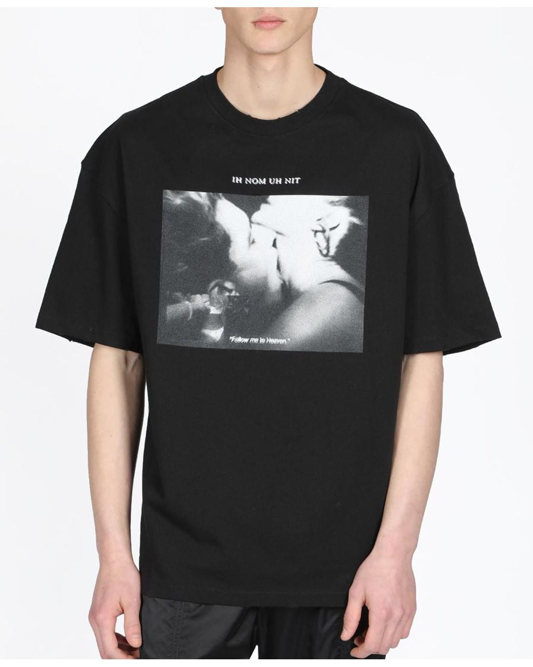 Ih Nom Uh Nit Black Printed Short-Sleeve T-Shirt for men