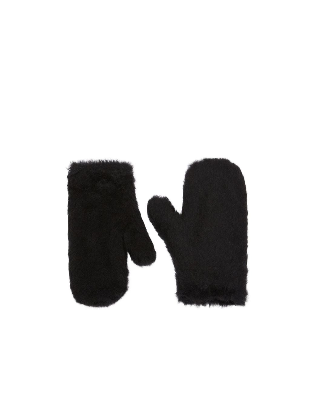 Max Mara Black Ombrato Teddy Neck Strap Mittens