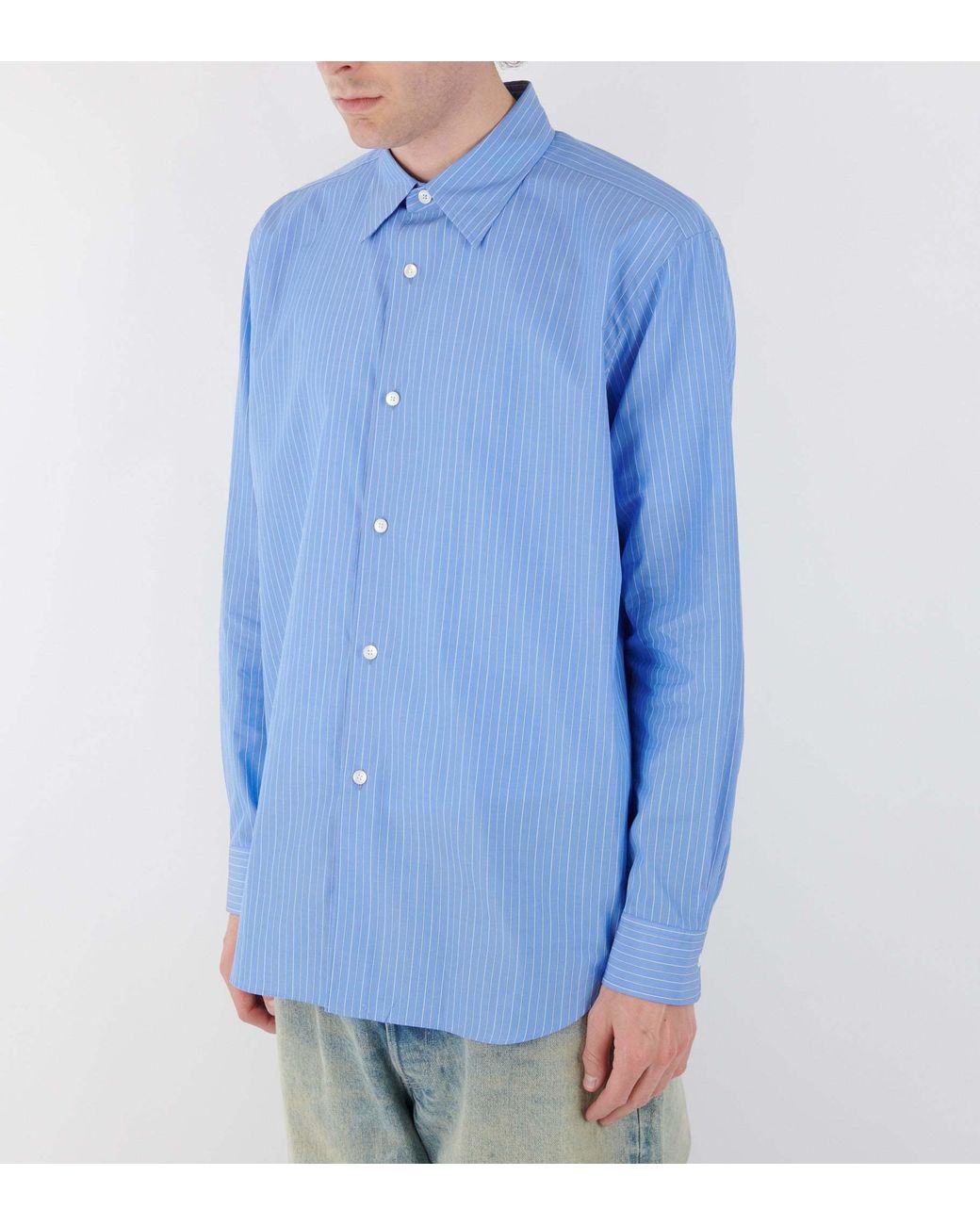 Auralee Blue Striped Shirt for men