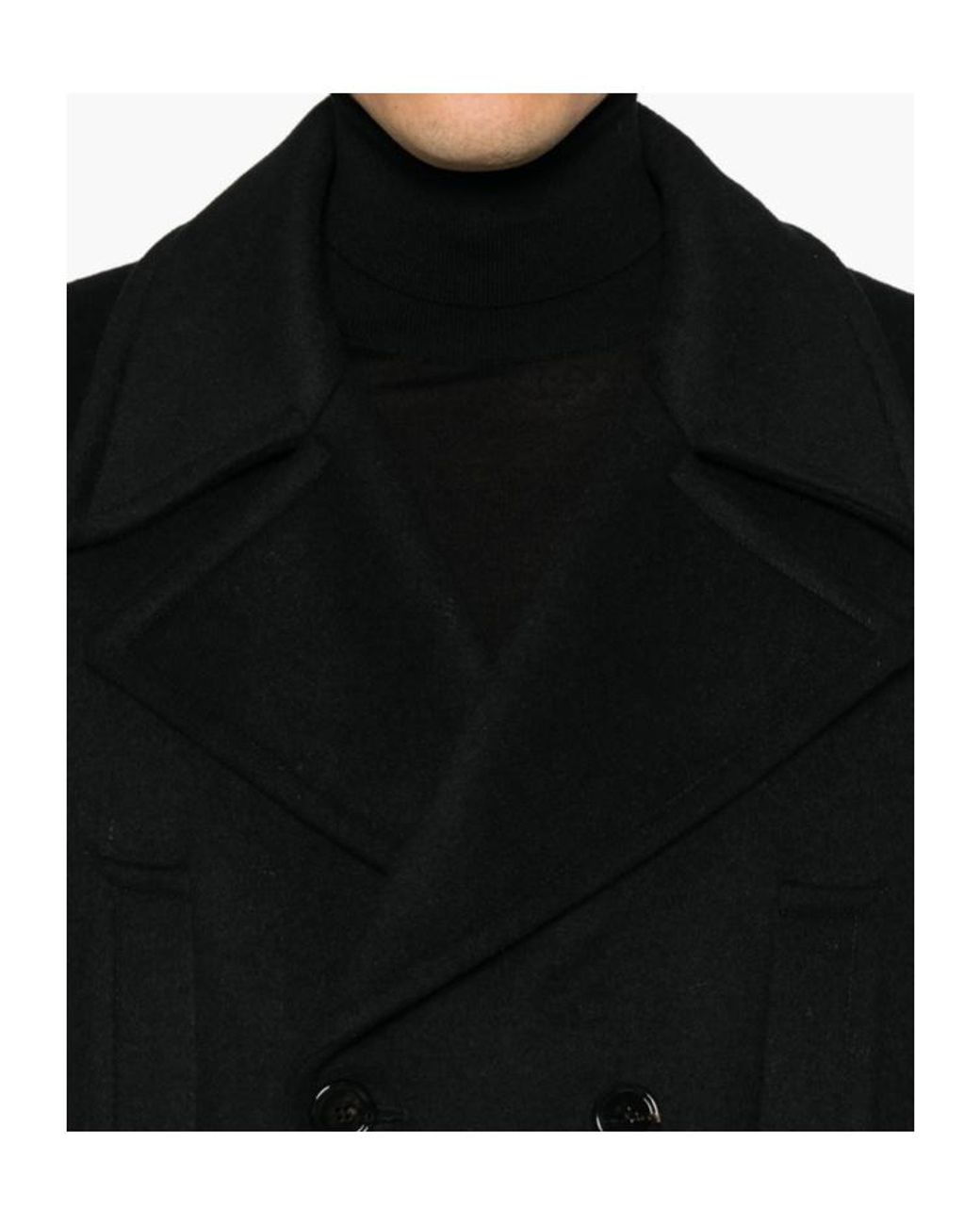 Dondup Black Double-Breasted Long-Sleeved Coat for men
