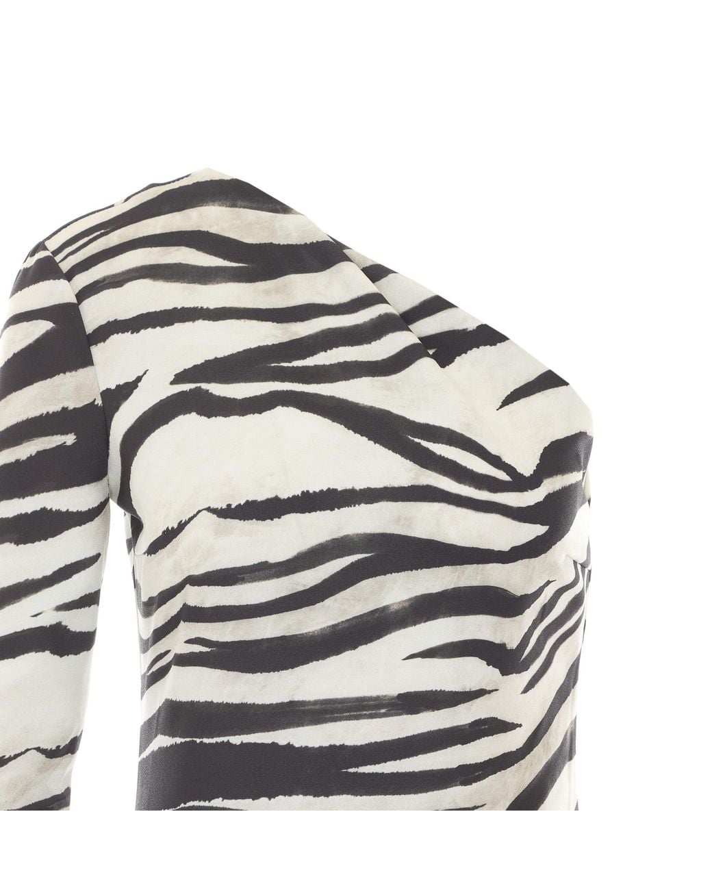 Patrizia Pepe White One-Shoulder Zebra-Print Bodysuit