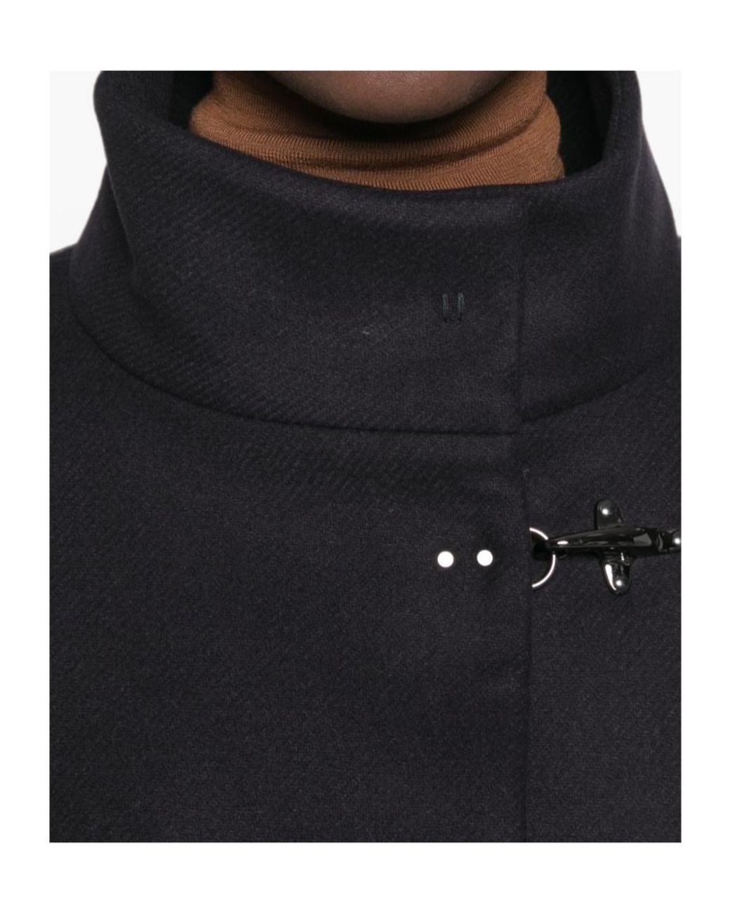 Fay Blue Toggle-Fastening Funnel-Neck Cape