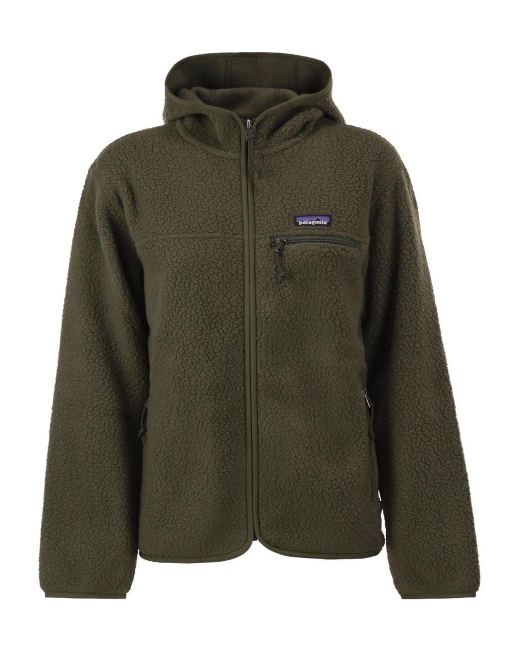 Patagonia Green Teddy Fleece Hooded Jacket