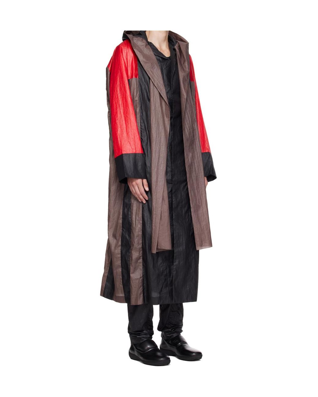 Kiko Kostadinov Red Pleated Striped Coat for men