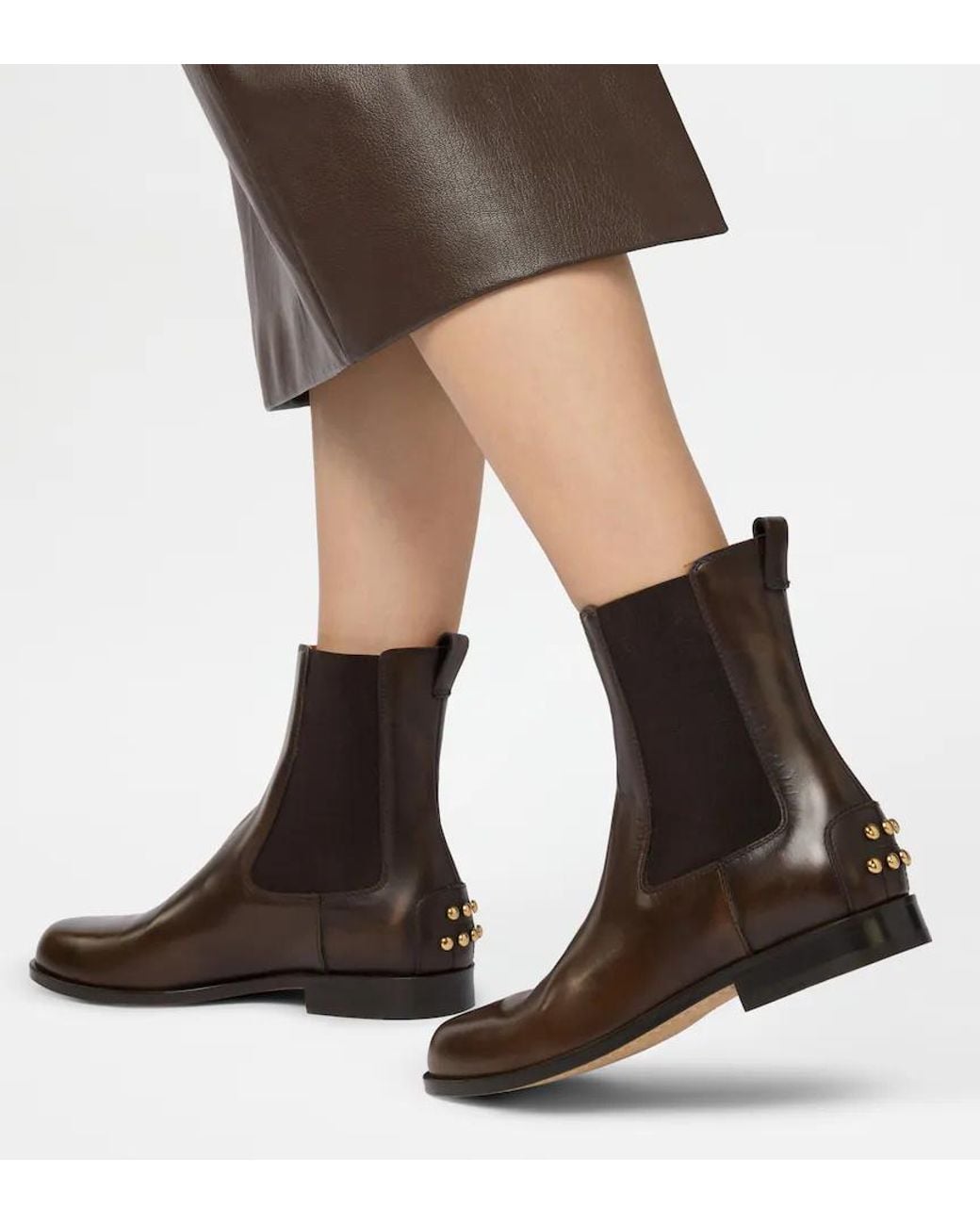 Tod's Brown Studded Chelsea Ankle Boots