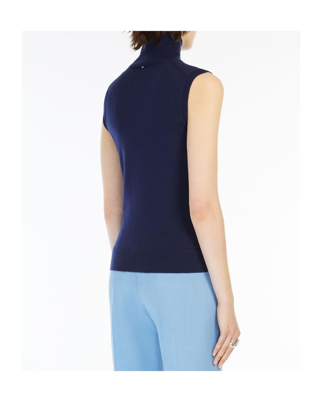 Sportmax Blue Sleeveless Wool Sweater