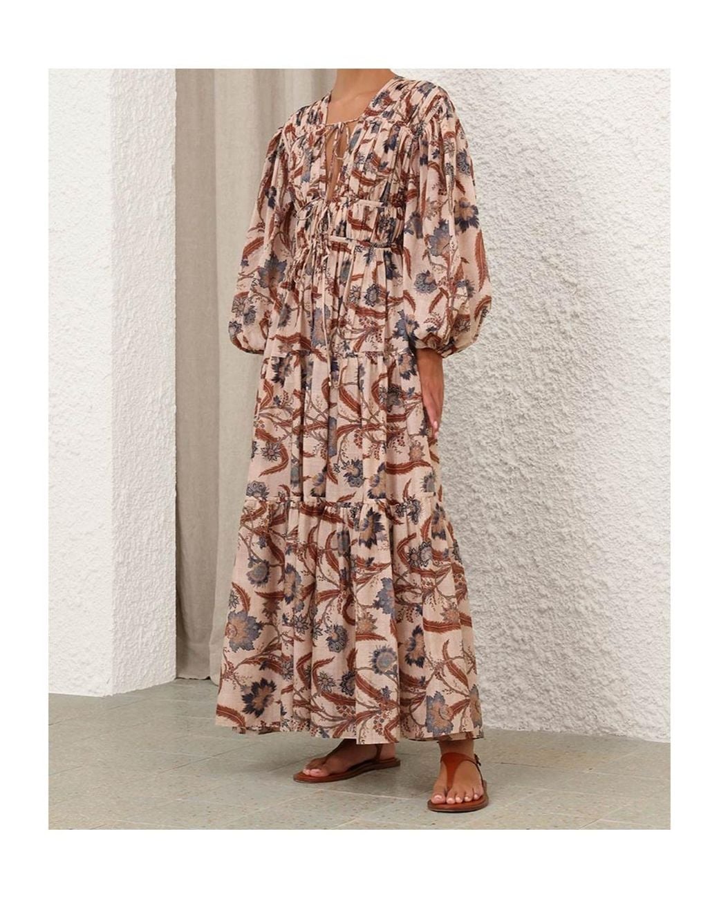 Zimmermann Multicolor Ascension Tie Billow Maxi Dress
