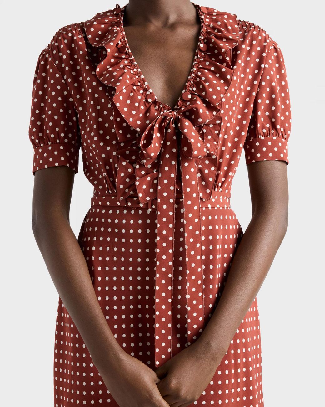 Prada Red Polka-Dot Print Marocain Dress