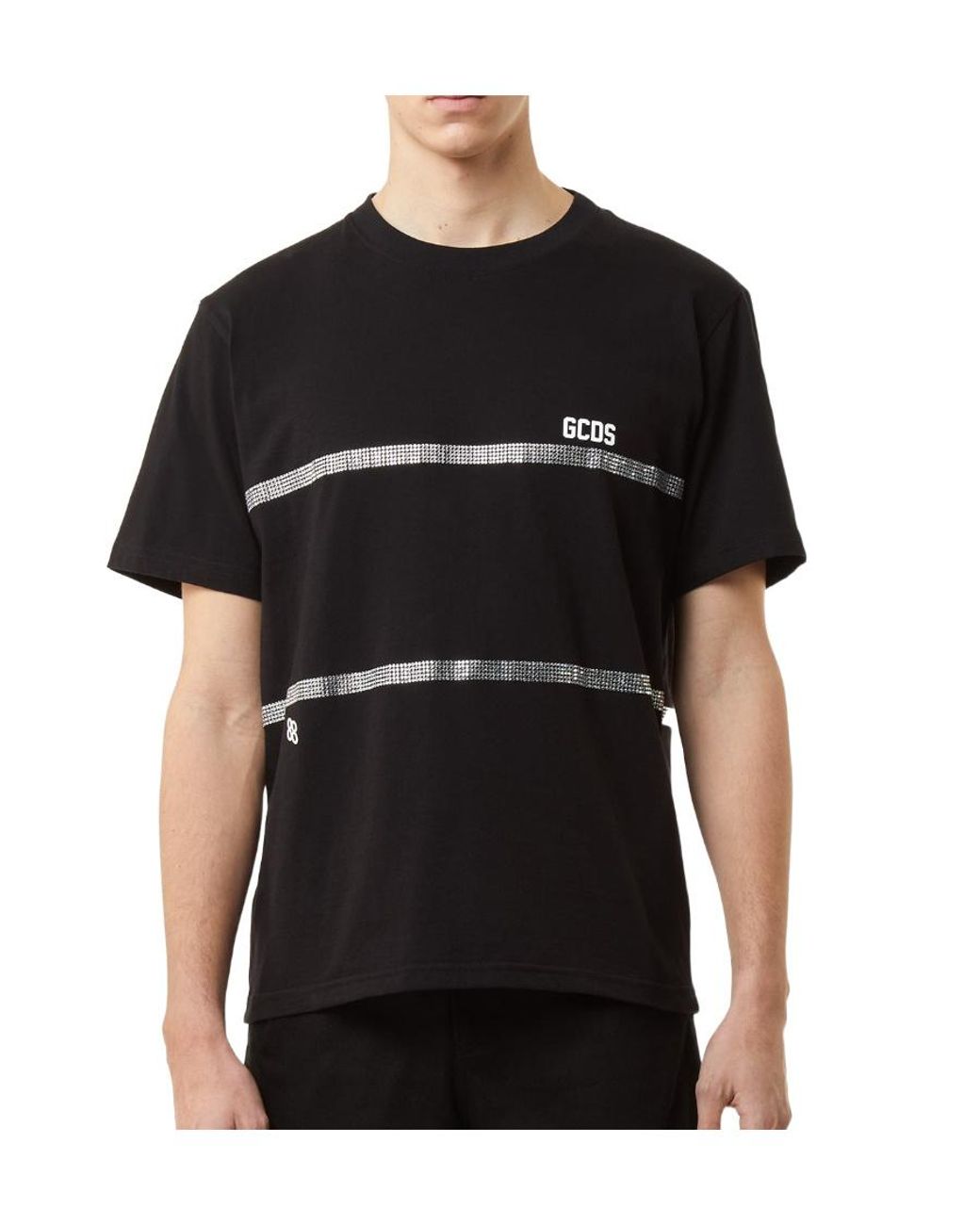 Gcds Black Embellished Crewneck T-Shirt for men