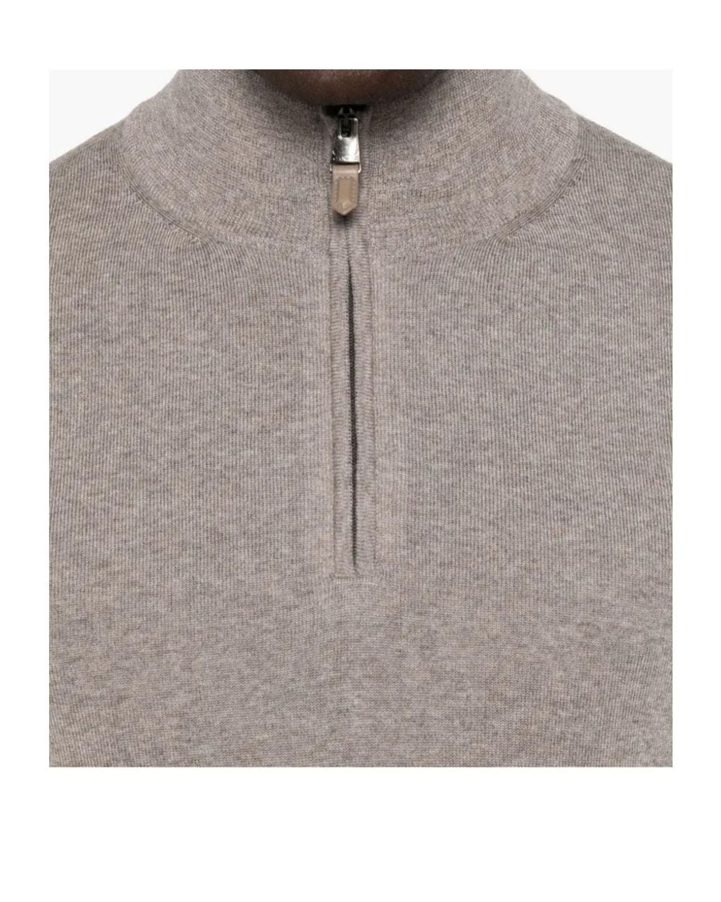 Canali Gray Zip-Up Sweater for men