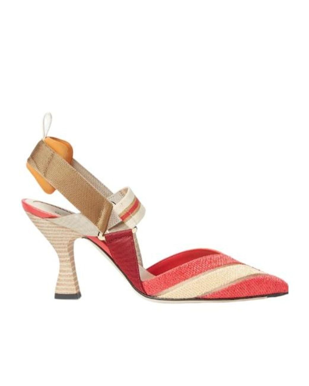 Fendi Pink Colibrì Chevron Slingback Pumps