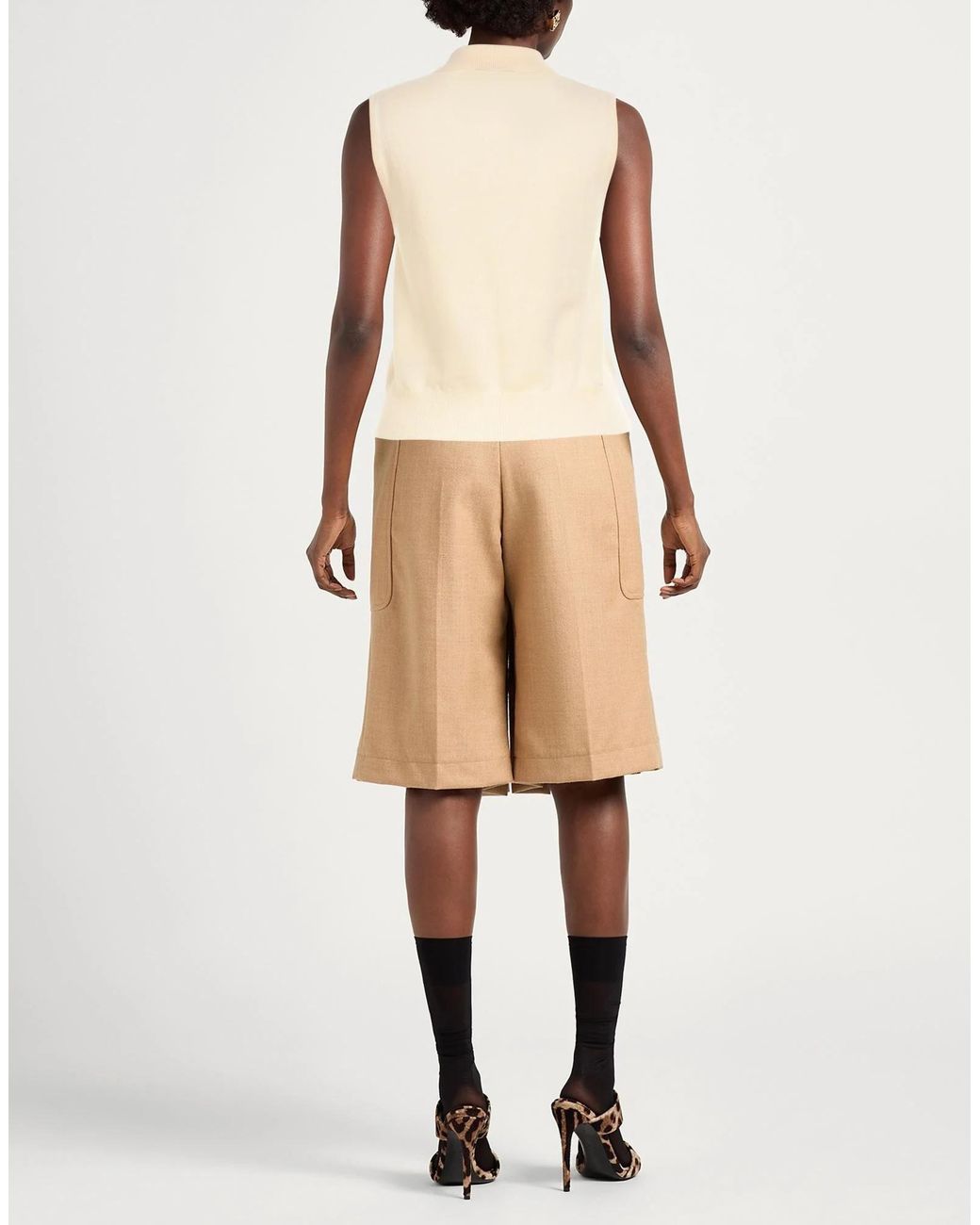 Ganni Natural Fashion Solid Color Sleeveless Knit Top