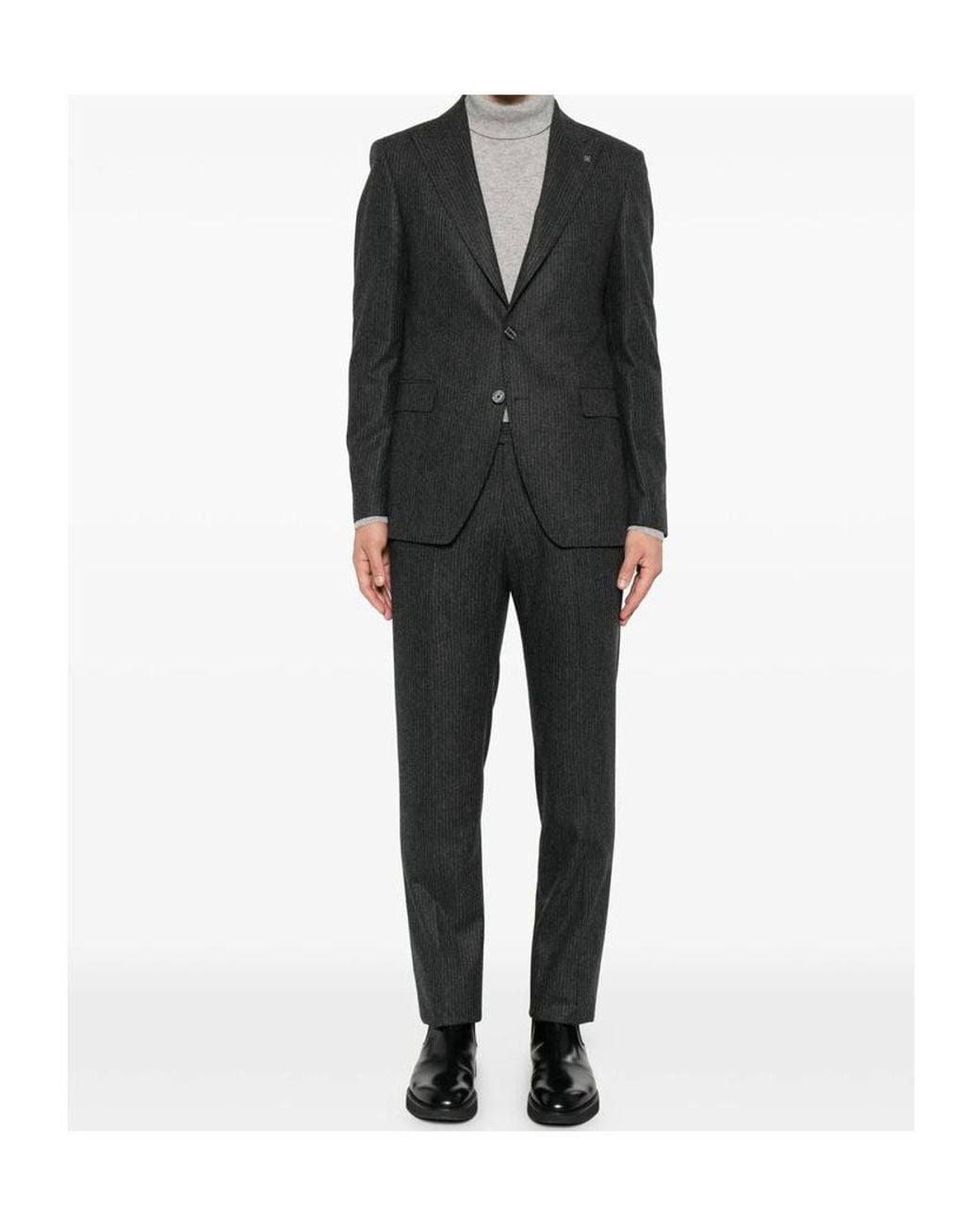 Tagliatore Gray Long-Sleeved Suit Jacket And Trousers Two-Piece Set for men