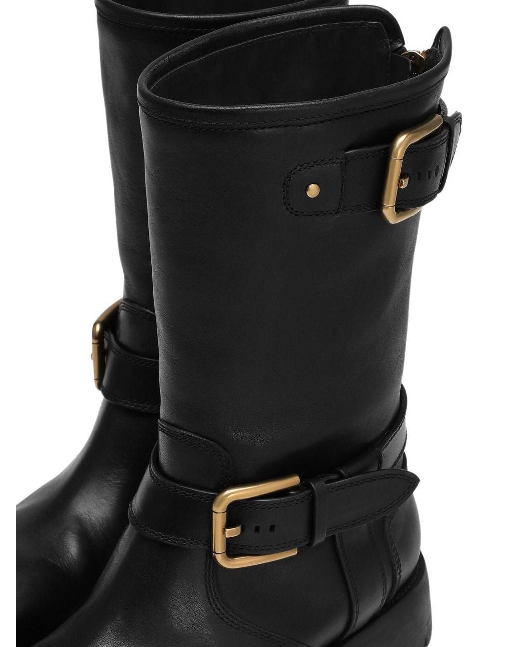 Dolce & Gabbana Black Buckle Detailed Biker Boots