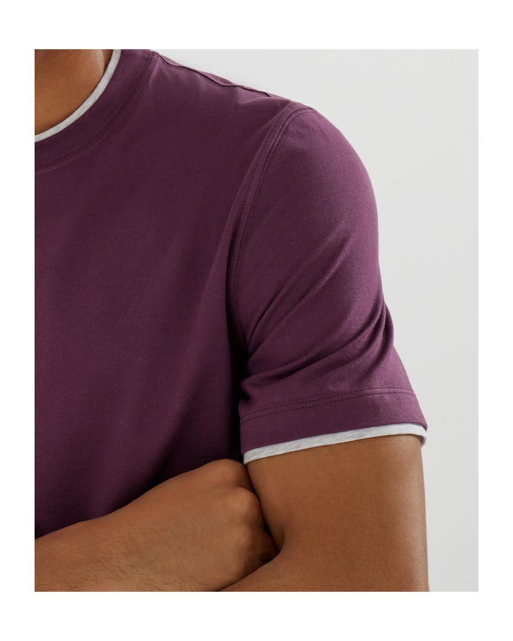 Brunello Cucinelli Purple Layered-Effect Crewneck T-Shirt for men