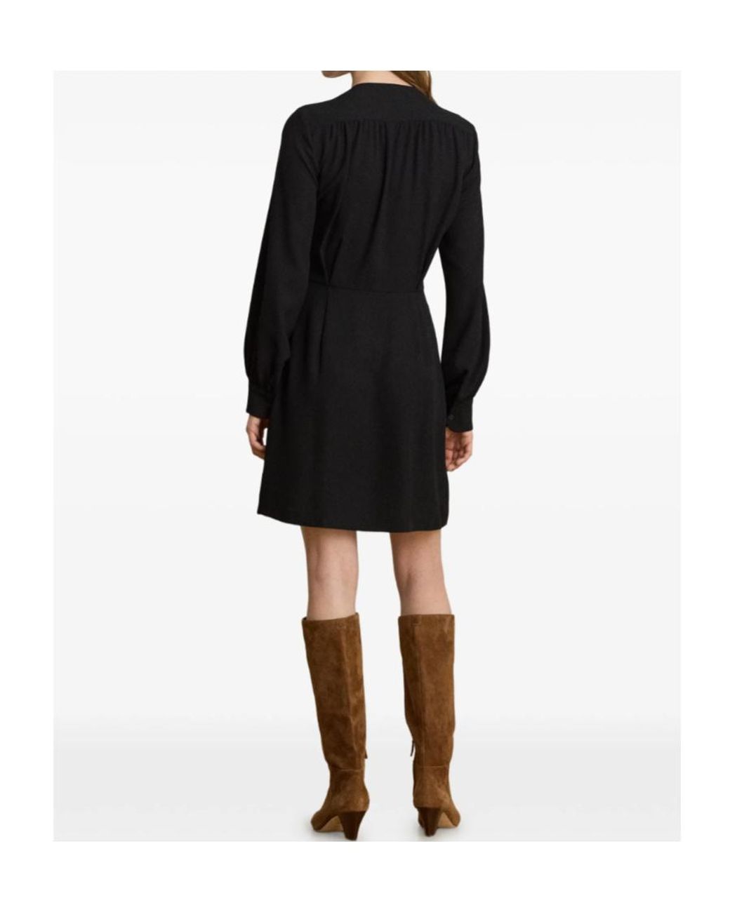 Ralph Lauren Black Double-Breasted Georgette Mini Dress