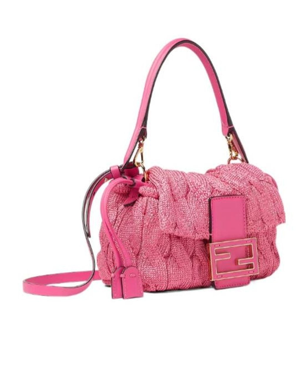 Fendi Pink Fuchsia Cable-Knit Mini-Bag