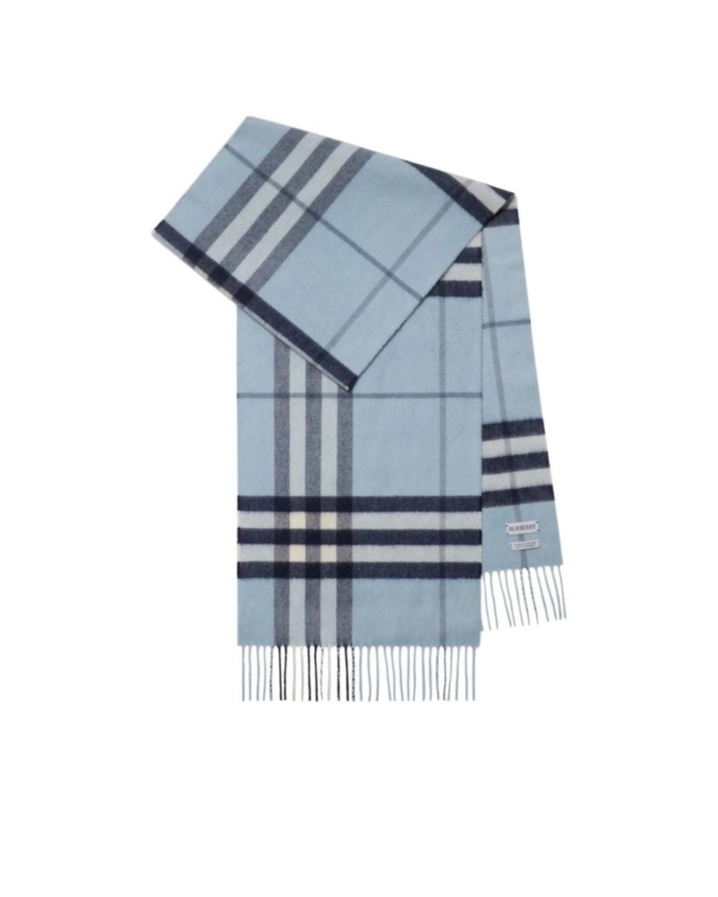 Burberry Blue Checked Fringed-Edge Scarf