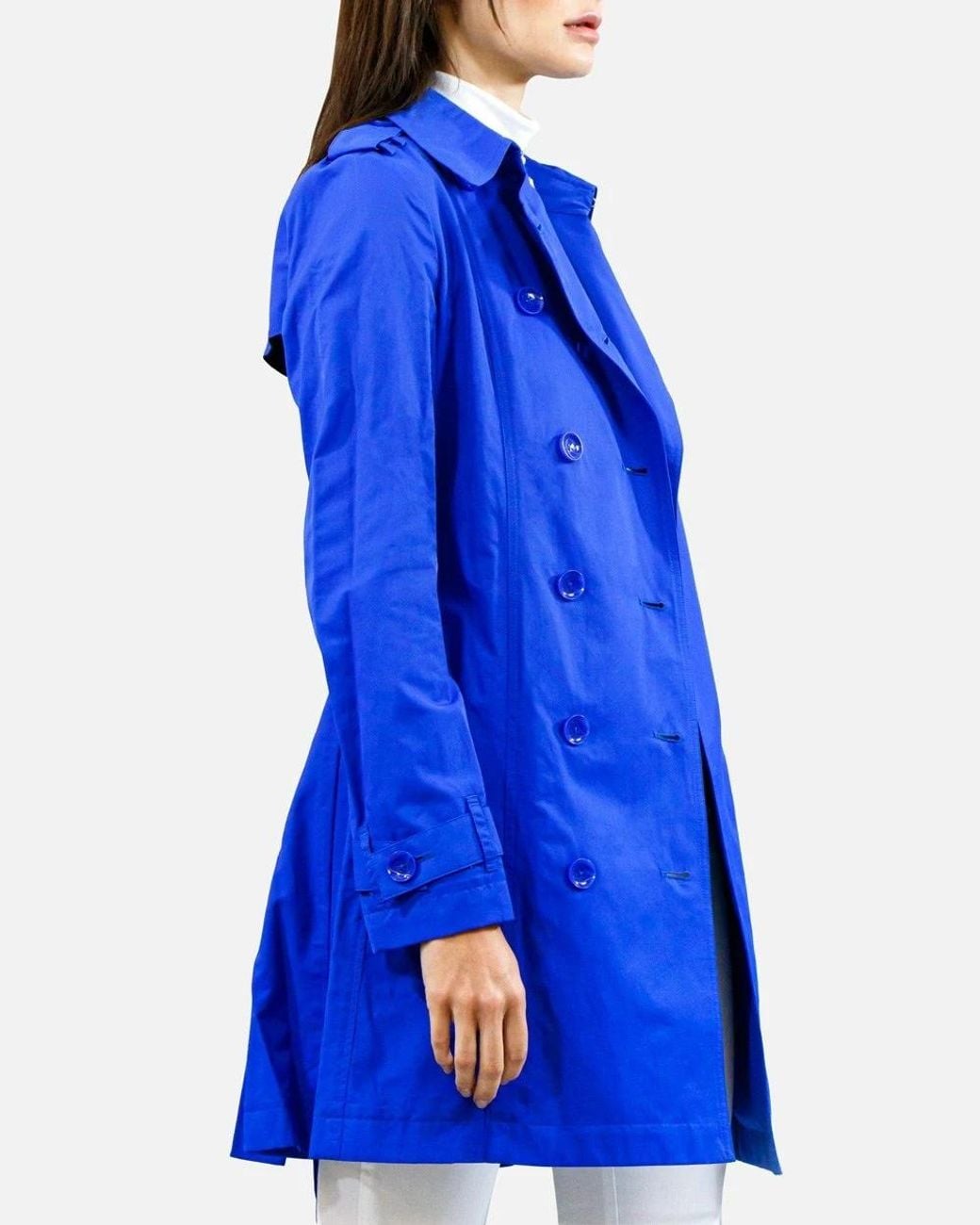 Armani Jeans Blue Double-Breasted Medium-Length Trench Coat