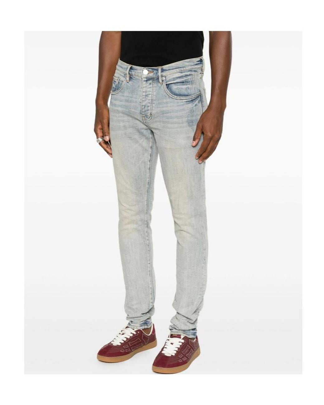 Purple Brand Blue Acid-Wash Straight Leg Jeans for men