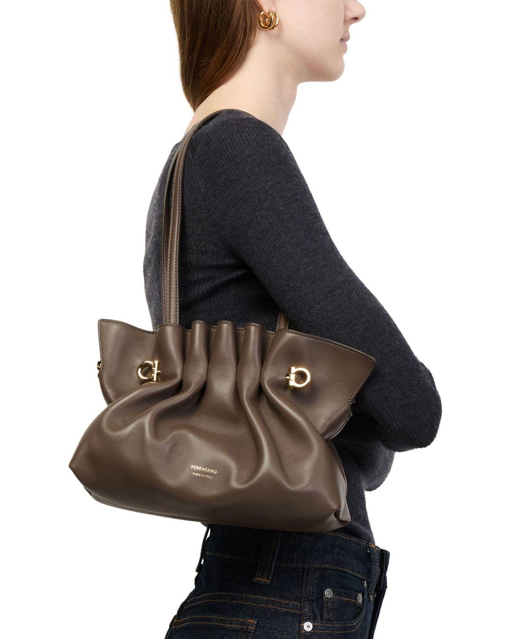 Ferragamo Brown Soft Hand Bag