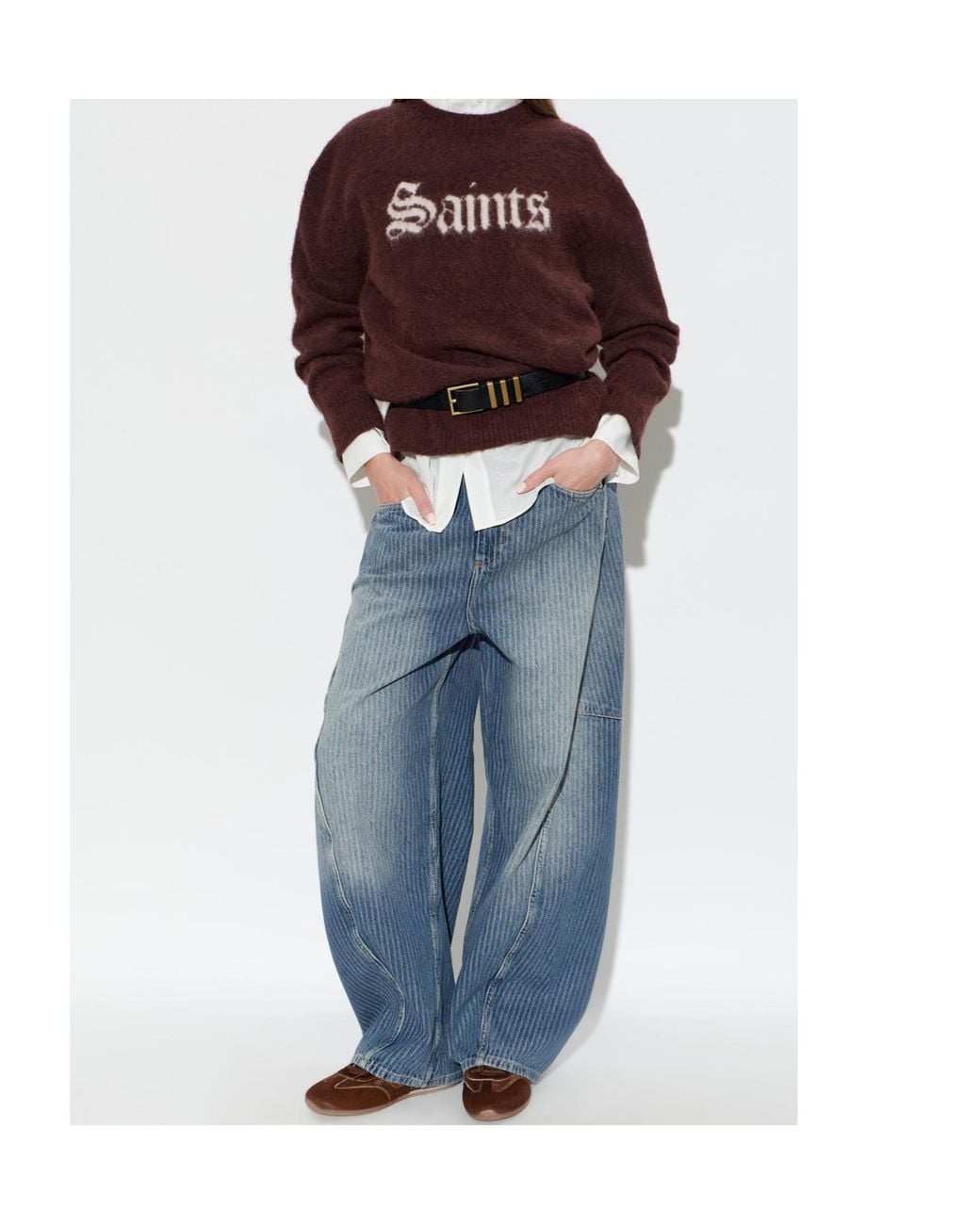 AllSaints Blue Carter Wide-Leg Jeans