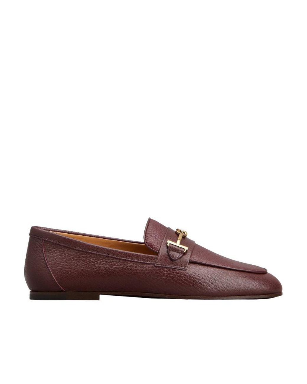 Tod's Brown Logo Plaque Almond Toe Loafers
