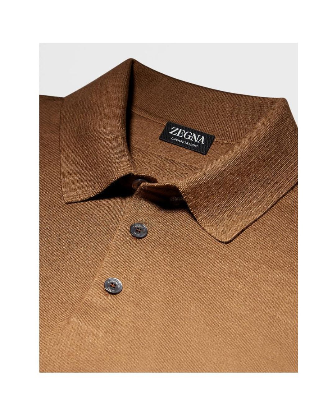 Zegna Brown Logo Long-Sleeved Polo Shirt for men