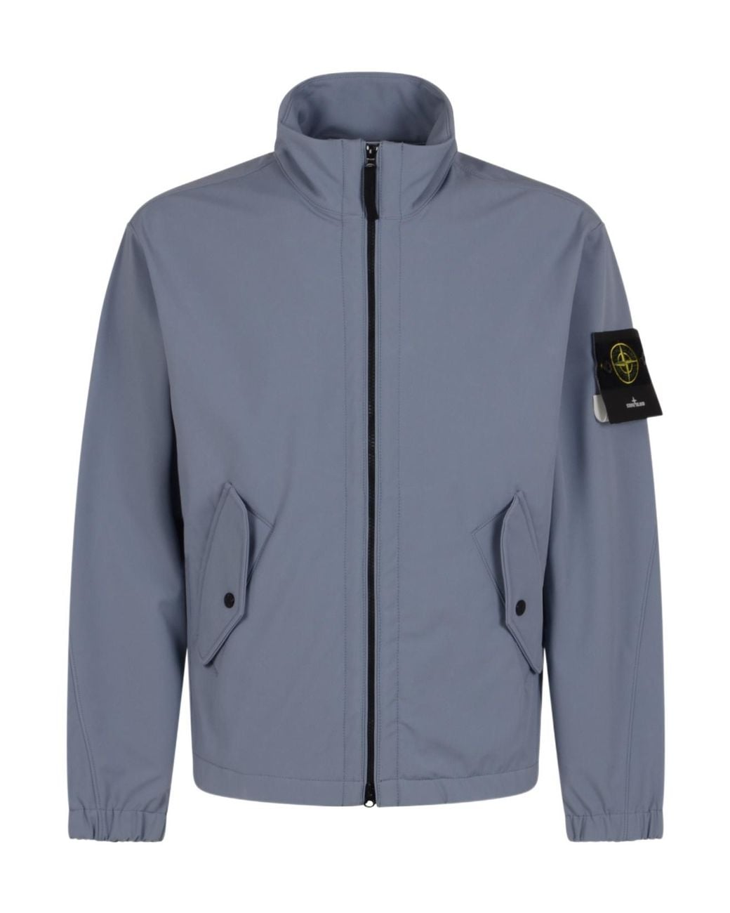 Stone Island Blue High Neck Zip-Up Jacket for men