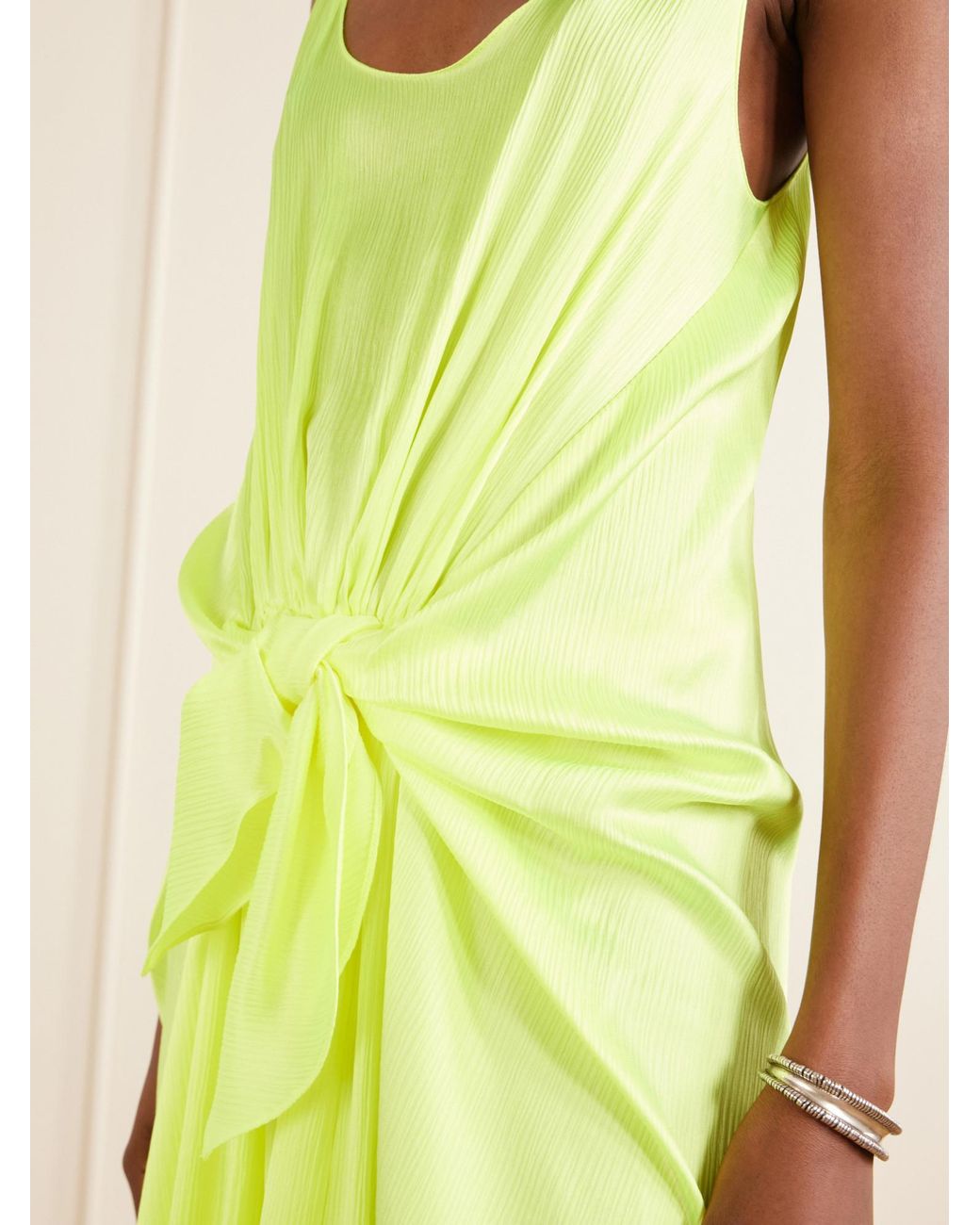 J.W. Anderson Green Knot-Detail Crinkle-Silk Maxi Dress