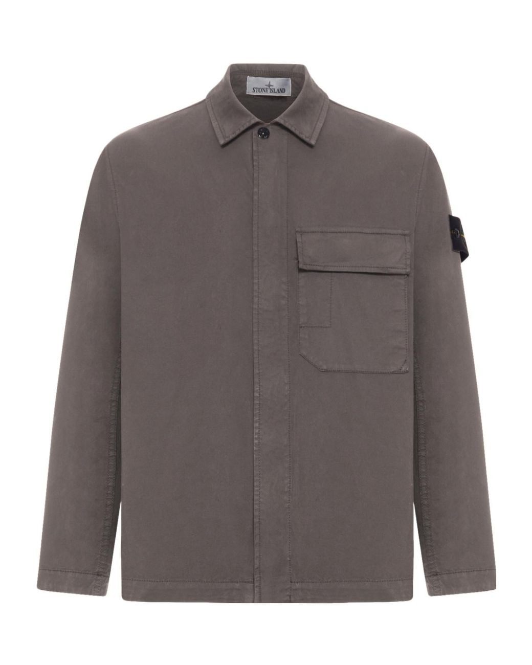 Stone Island Gray Compass Badge Overshirt for men