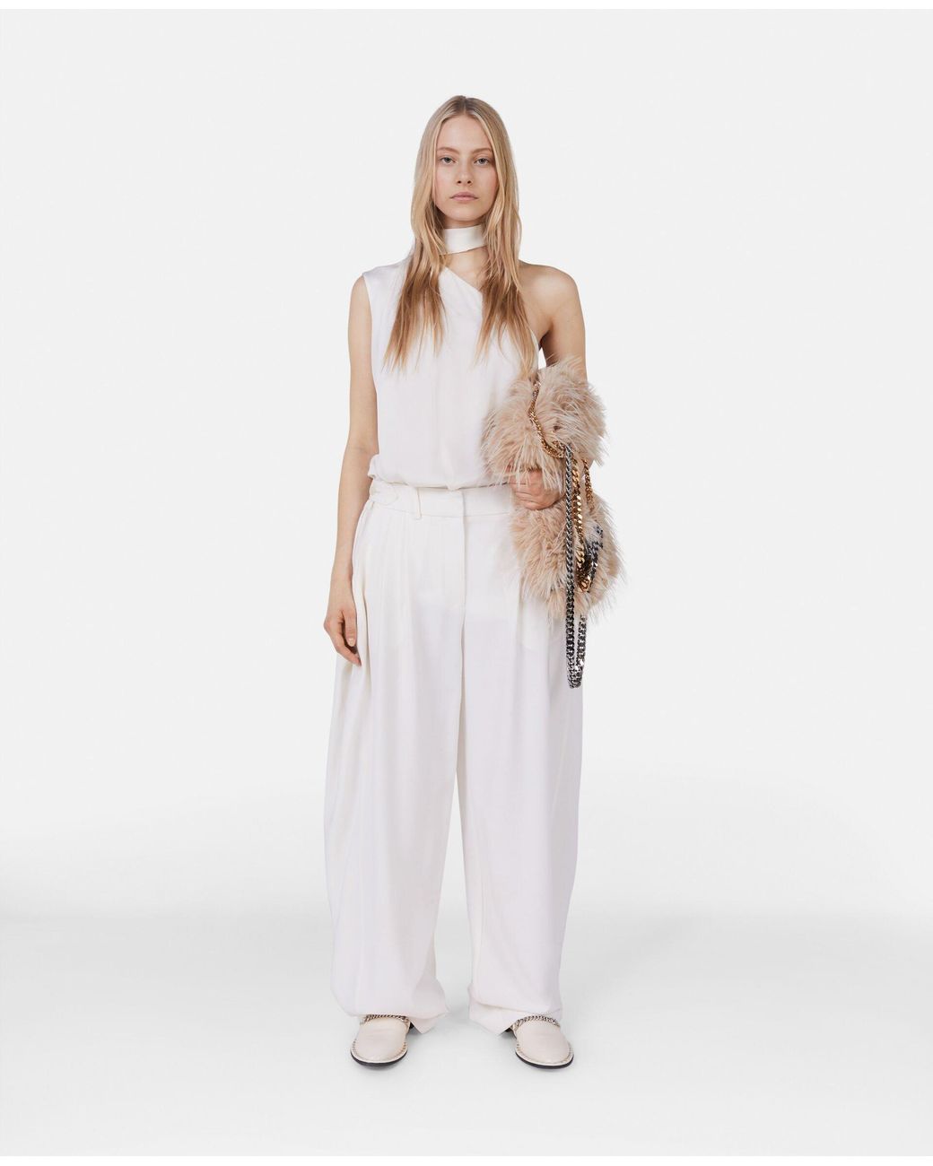Stella McCartney White Scarf Detailed One-Shoulder Top