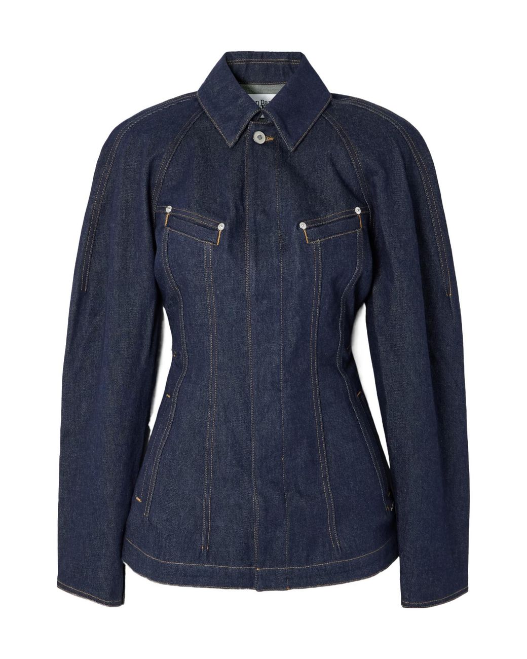 Jean Paul Gaultier Blue Paneled Topstitched Denim Jacket