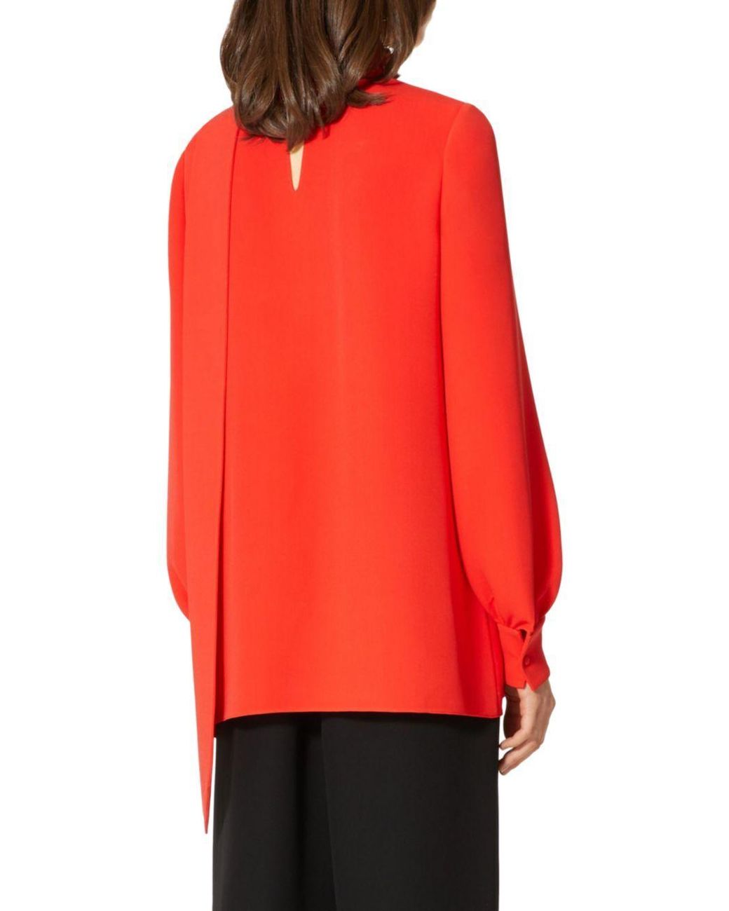 Valentino Red Neck-Tie Silk Blouse