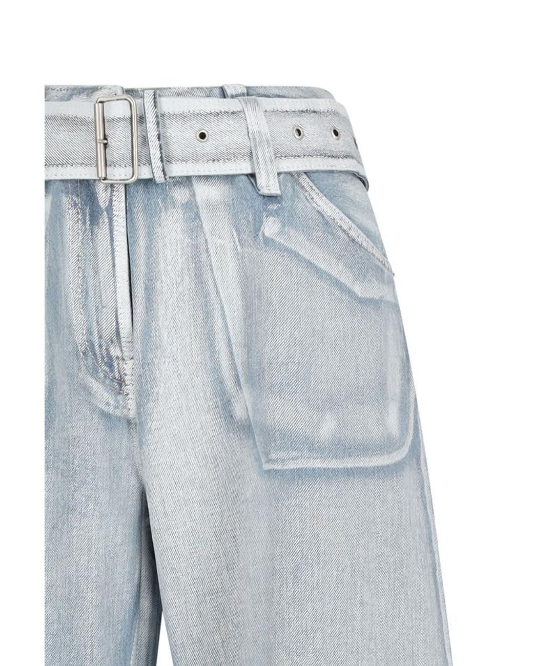 Acne Blue Belted Tapered Leg Jeans