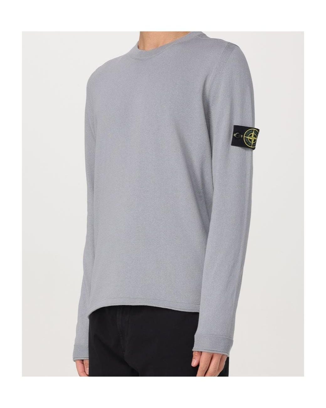 Stone Island Gray Logo Patch Crewneck Jumper for men