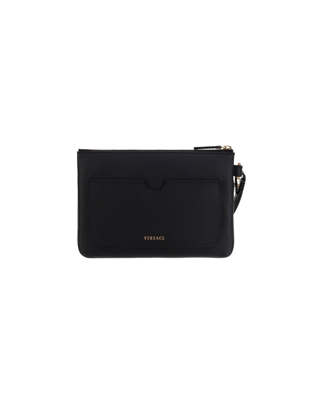 Versace Black The Medusa Logo Plaque Pouch