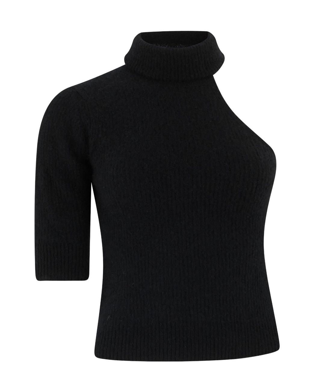 Roberto Collina Black Asymmetric High-Neck Knitted Top