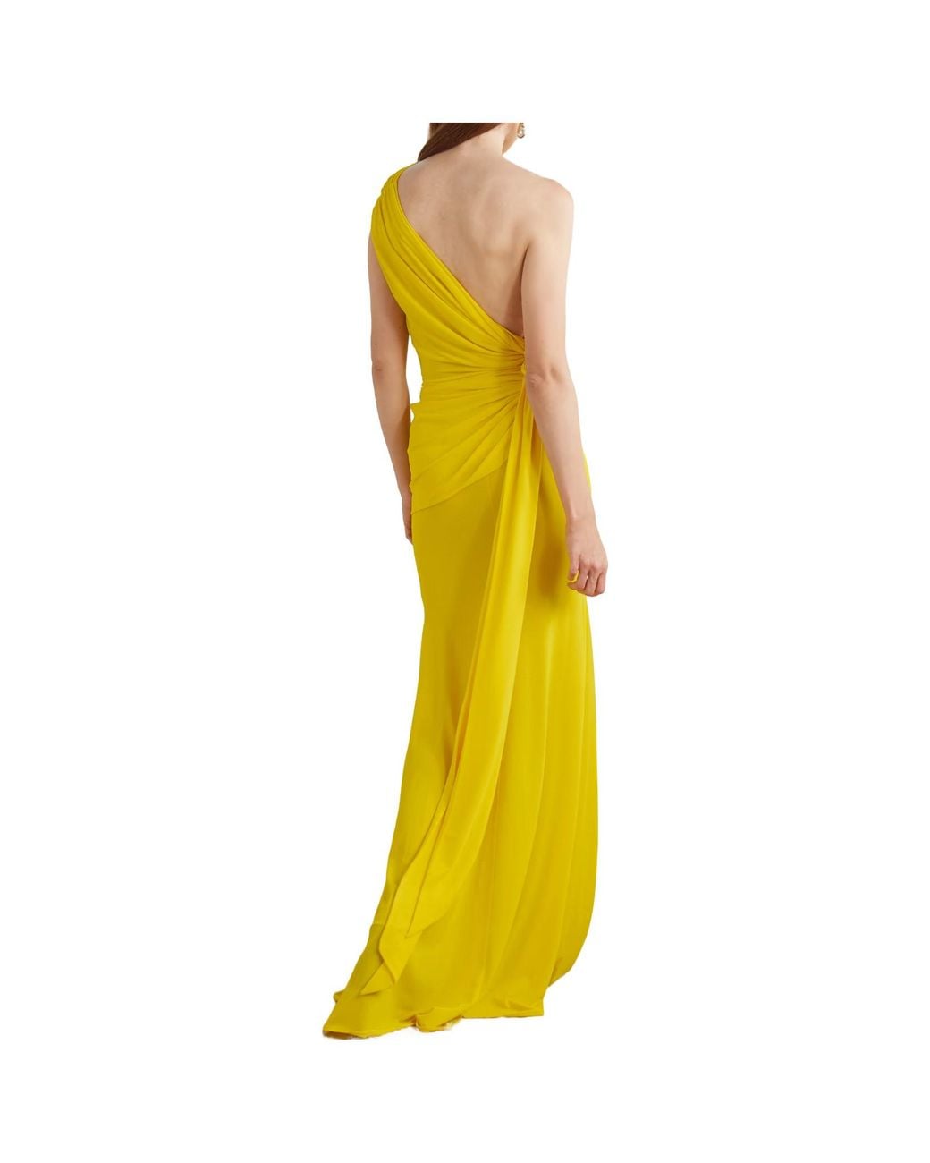 Alex Perry Yellow One Shoulder Drape Gown