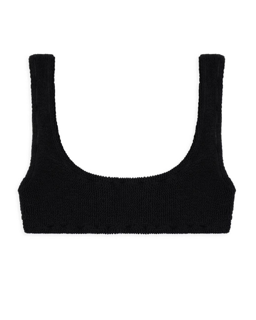 Reina Olga Black Ginny Crinkled-Finish Bikini Top