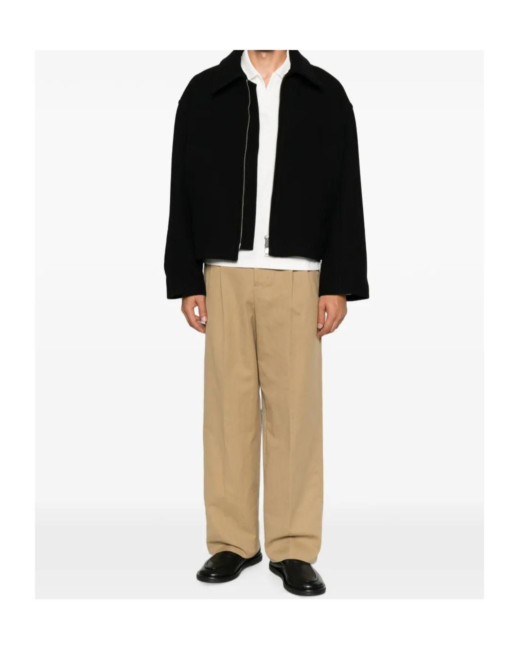 Studio Nicholson Black Zip-Up Spread-Collar Shirt Jacket for men